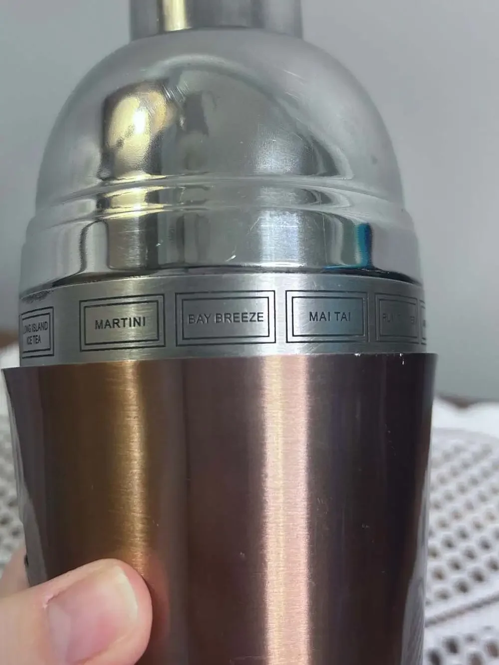 Dial-A-Drink Copper Cocktail Shaker Stainless Steel Recipe Shaker